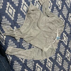 CeCe Metallic Silver Blouse